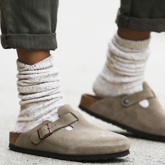 Birkenstock Shoes - Birkenstock Boston Soft Footbed Clogs In Taupe